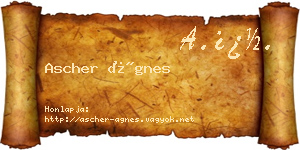 Ascher Ágnes névjegykártya